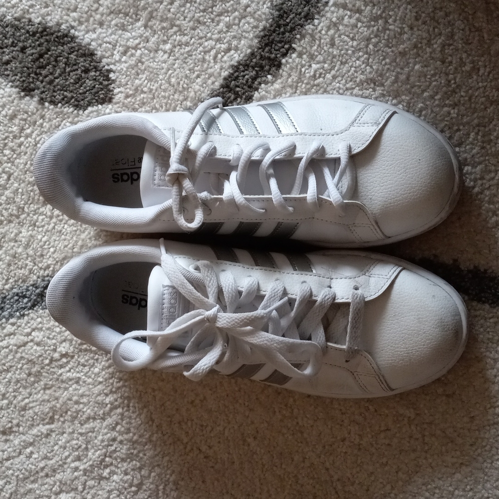 Adidas Cloudfoam Laceup Sneakers Sz 8 White
